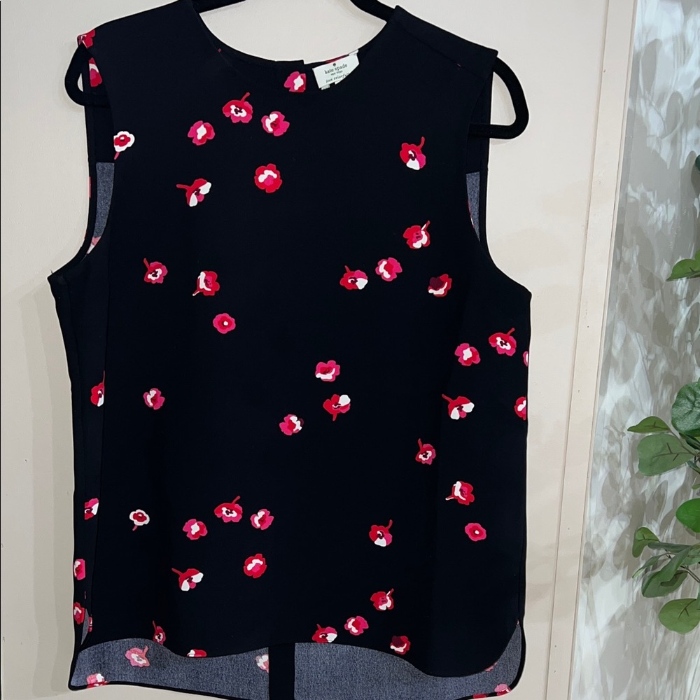 Kate Spade Black and Red Floral Blouse